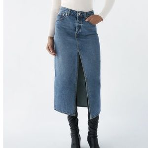Denim midi skirt